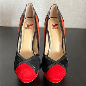 Shiekh Red and Black Platform Heels